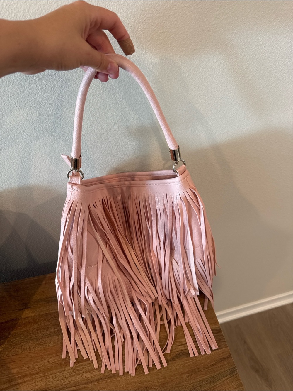 Pink Fringe Shoulder Bag - Women's Fashion Handbag